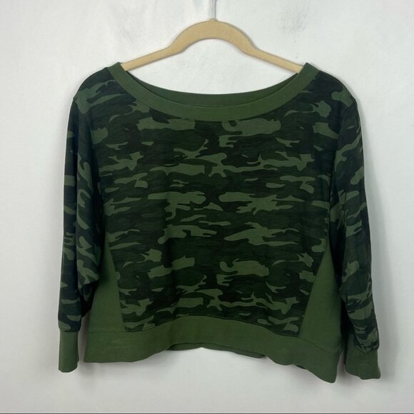 Good American Green Camo Sweatshirt Size XL Camouflage Revolve Boxy Athletic Top - Picture 12 of 12